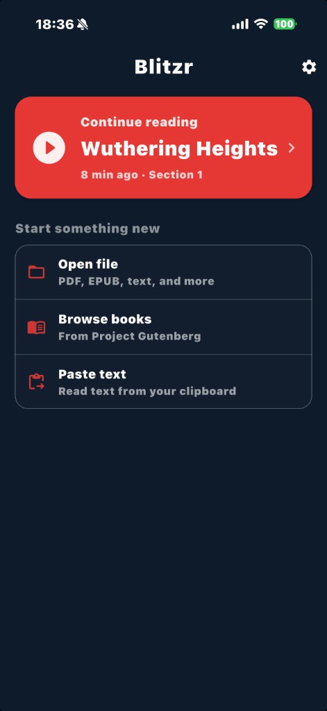 Blitzr — continue reading and start something new